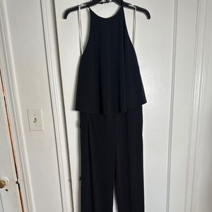 Halston Heritage Backless Stretch Crepe Halter Jumpsuit